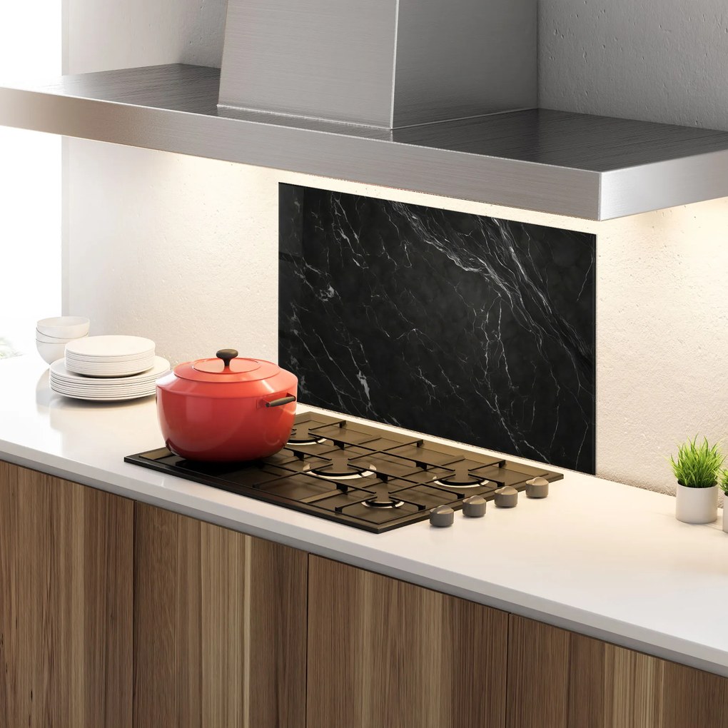 Panou Sticla Bucatarie, 30x40cm, Protectie aragaz, Antistropi, Termorezistent, Abstracte, Marble, Black Marble