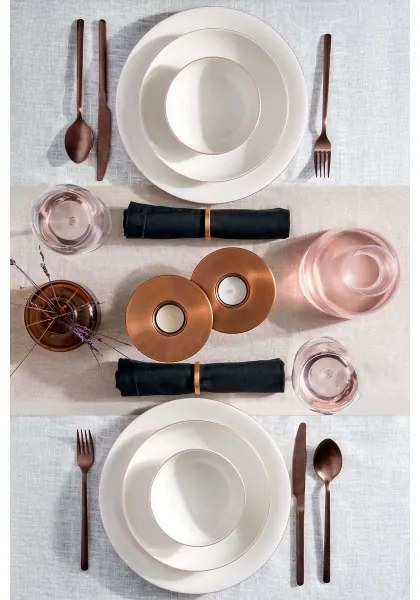 Set de veselă 18 piese, porțelan, alb/cupru