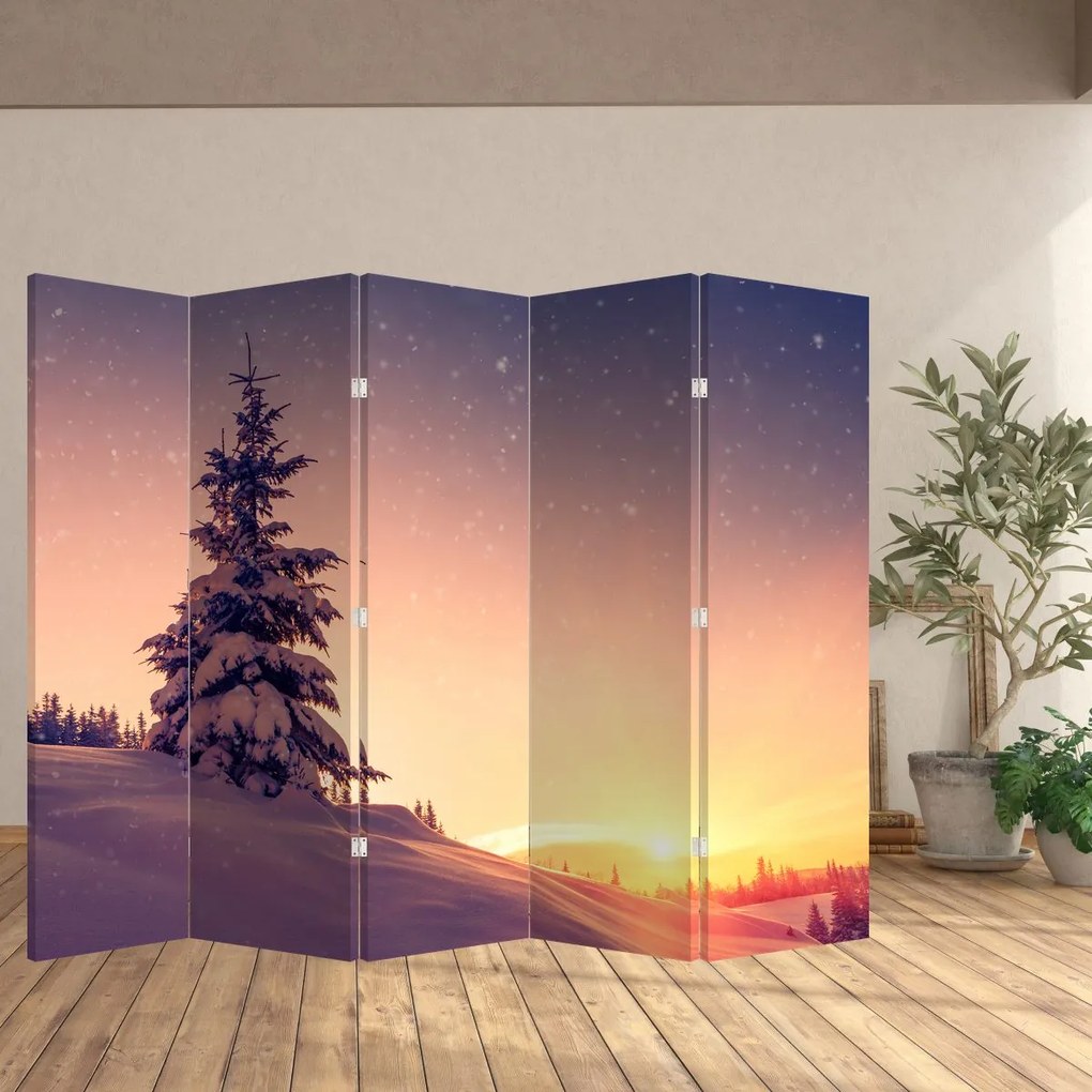Paravan - Copac înzăpezit pe luncă (210x170 cm)