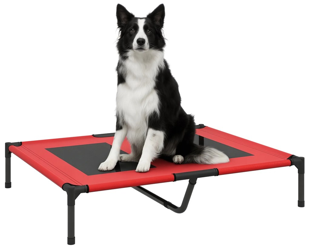 PawHut Pat pe picioare pat pentru câini pisici pat de camping pat ridicat animale material Oxford textilenă micro-perforată metal | Aosom Romania