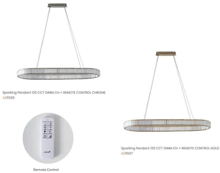 Lustra LED CCT suspendata cu telecomanda SPARKING crom