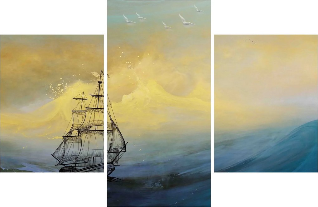 Tablou - Pictură barcă pe mare (90x60 cm)