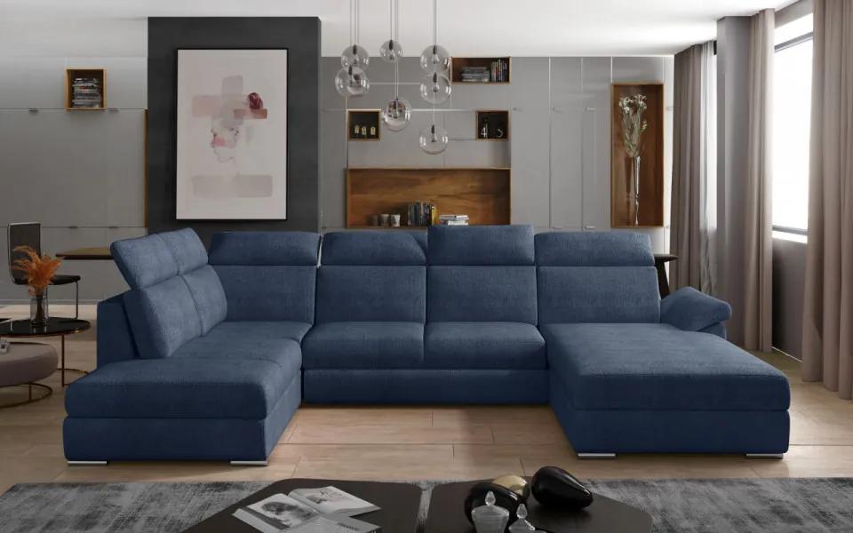 Canapea modulara extensibila cu spatiu pentru depozitare, 336x102x216 cm, Evanell R01, Eltap (Culoare: Albastru deschis / Omega 86)