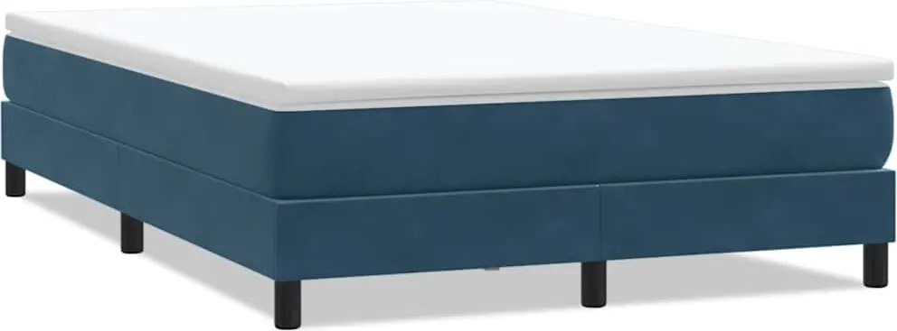 vidaXL Pat cu arcuri fără saltea Albastru închis 140x220 cm catifea