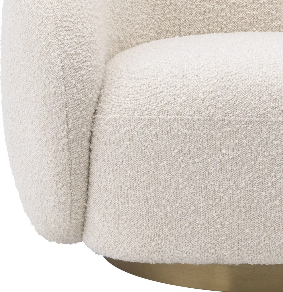 Fotoliu pivotant design elegant LUX Brice, bouclé cream 114429 HZ