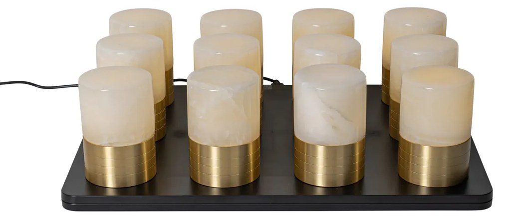 Set de 12 lămpi de masă reîncărcabile aurii RGBW inclusiv stație de încărcare - Alessia