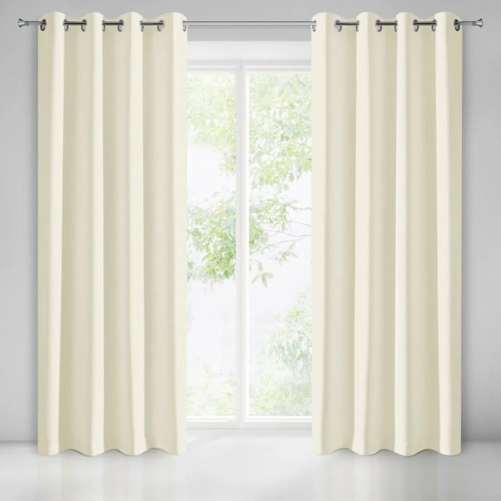 Draperii monocrome crem cercuri 140 x 250 cm