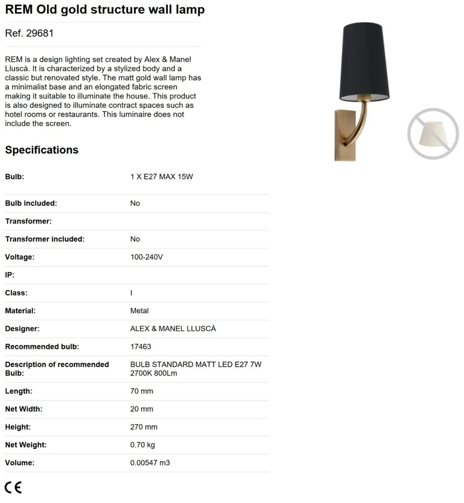 Aplica de perete eleganta design clasic REM auriu/alb