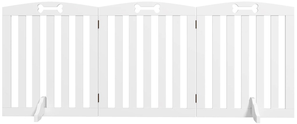 PawHut Barieră de siguranță câini barieră pliabilă câini suporturi picioare picioare antiderapante 155 x 30 x 61 cm alb | Aosom Romania