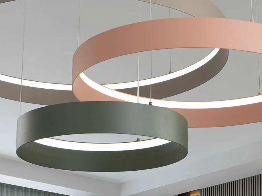 Lustra cu 3 inele colorate LED CCT si telecomanda Halos