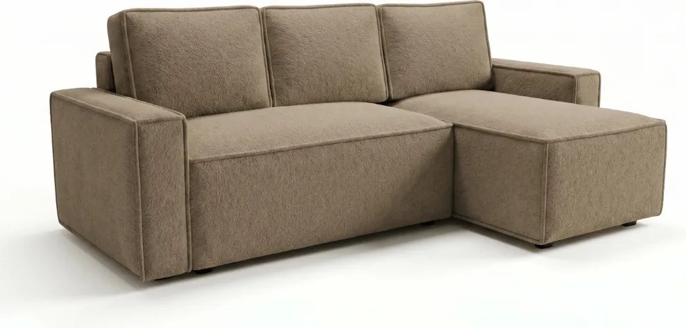 Canapea extensibila de colt SMART BOUCLE, bej inchis, reversibila, 232x143 cm
