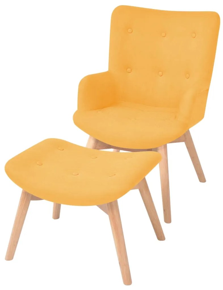 Fotoliu cu taburet pentru picioare, galben, material textil
