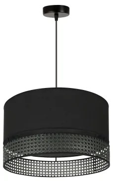 Lustră pe cablu DOUBLE Duolla RATTAN 1xE27/15W/230V d. 40 cm negru