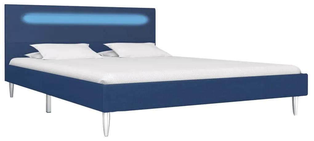 280973 vidaXL Cadru de pat cu LED-uri, albastru, 140x200 cm, material textil