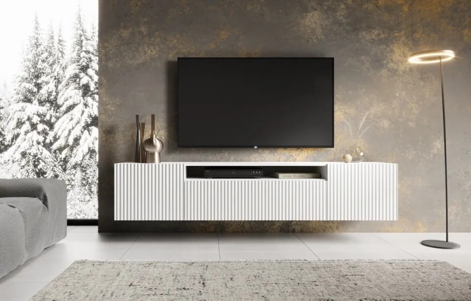 Comodă TV, 200x41x53 cm, Noemi, ADRK Furniture (Culoare: Negru / Negru)
