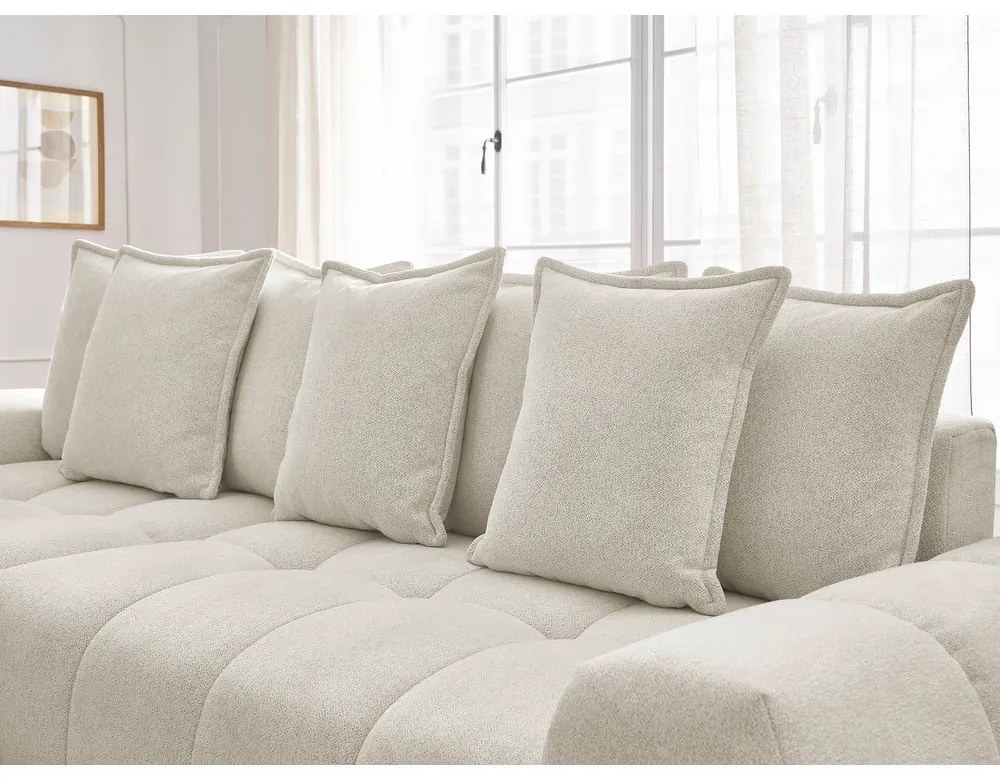 Colțar alb extensibil/cu spațiu de depozitare cu tapițerie din chenille (cu colț pe partea stângă/cu șezlong) Everest – Bobochic Paris