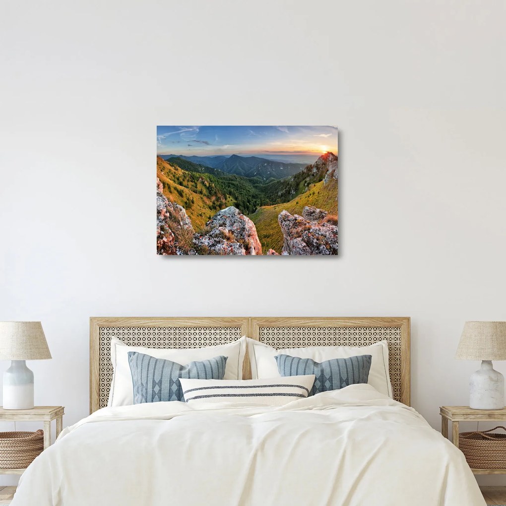 Tablou pe sticlă - Peisaj montan (70x50 cm)