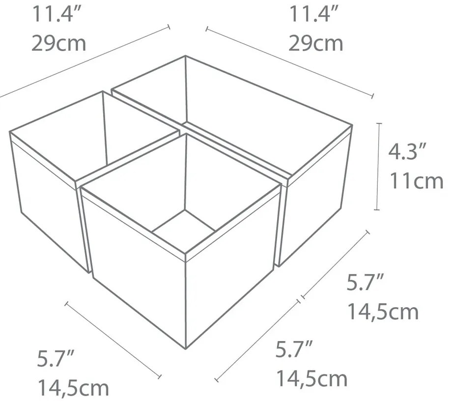 Set 3 organizatoare Bigso Box of Sweden Drawer, gri