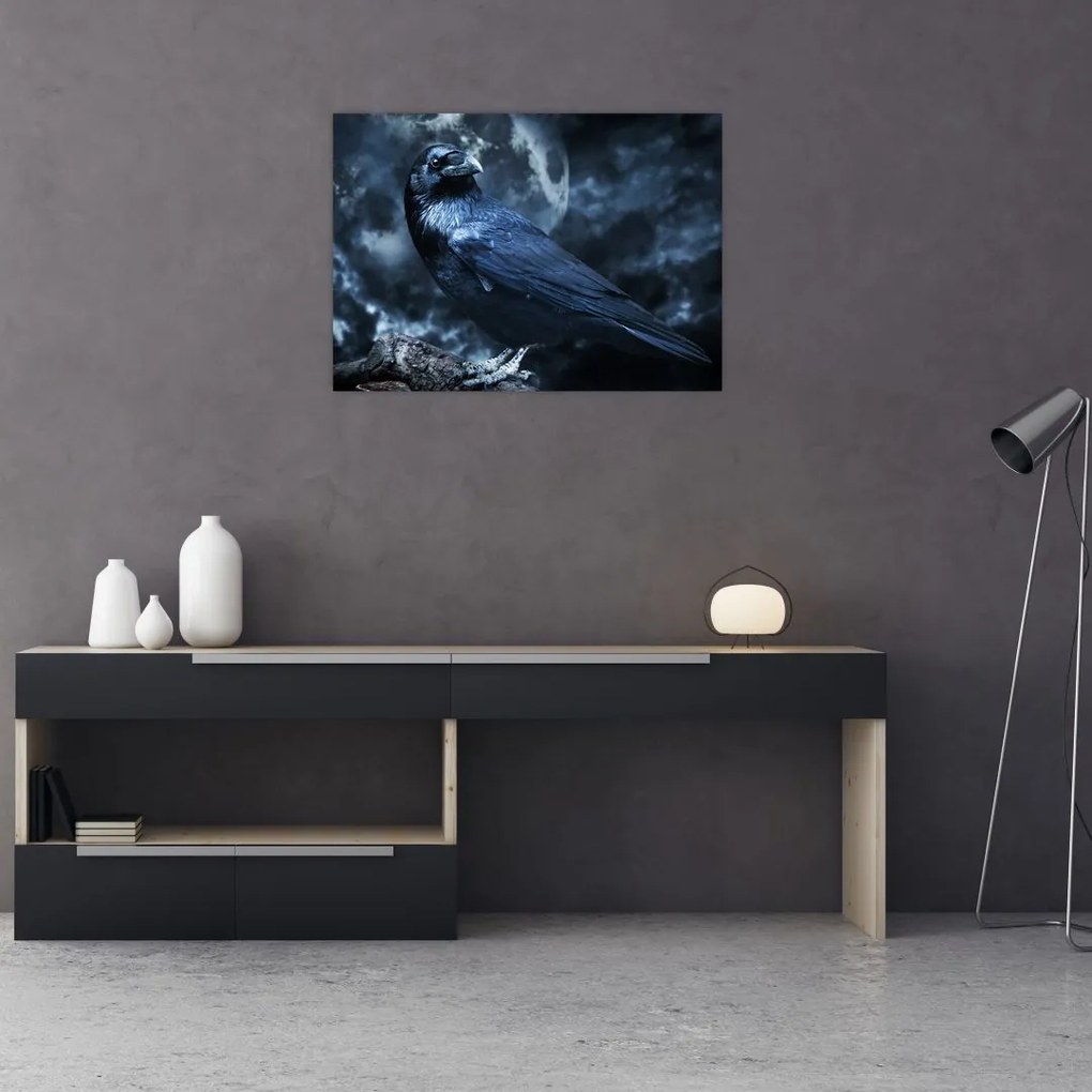 Tablou pe sticlă - Corbul (70x50 cm)