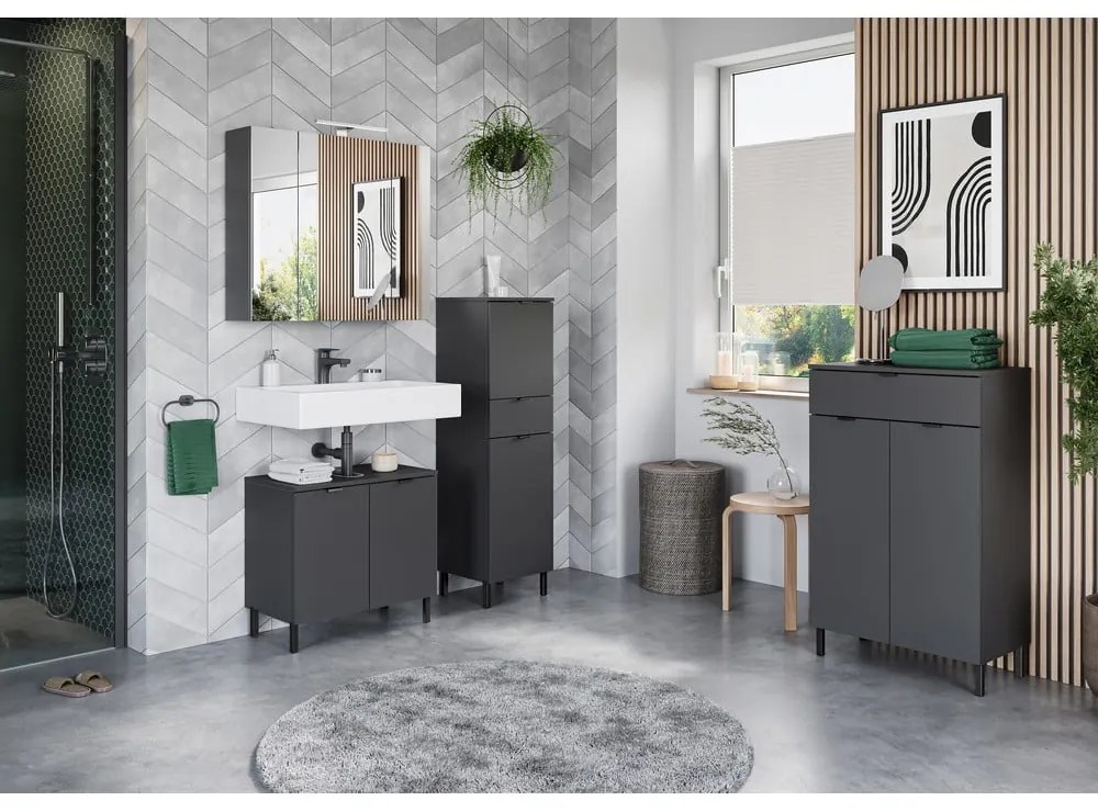 Dulap de baie gri antracit înalt 60x97 cm Arcena – Germania