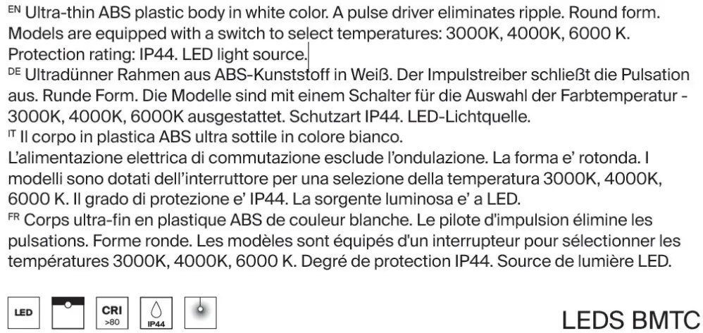 Spot LED incastrabil slim protectie IP44 Stockton 22cm CCT