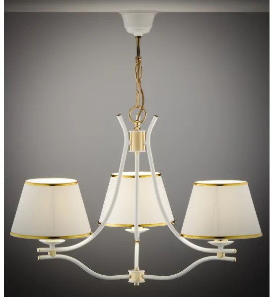 Jupiter 2085 - Candelabru pe lanț SAMBA 3xE27/15W/230V alb/auriu