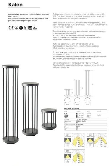 Redo 90577 - Lampă LED de exterior KALEN, 8 W, 230 V, 3000 K, 20 cm, IP65, antracit