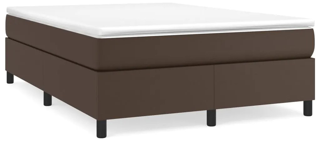 3121044 vidaXL Cadru de pat box spring, maro, 140x190 cm, piele ecologică