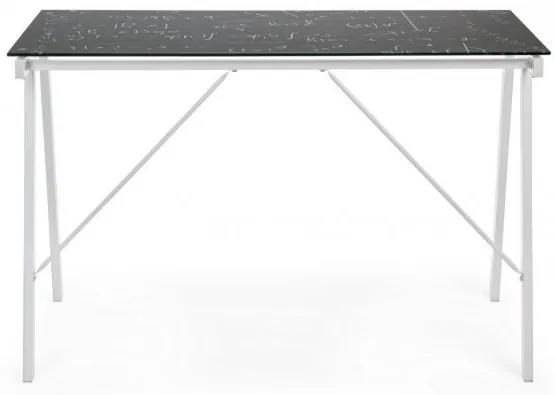 Birou de studiu negru din sticla temperata si metal, 113 cm, Young Math Bizzotto