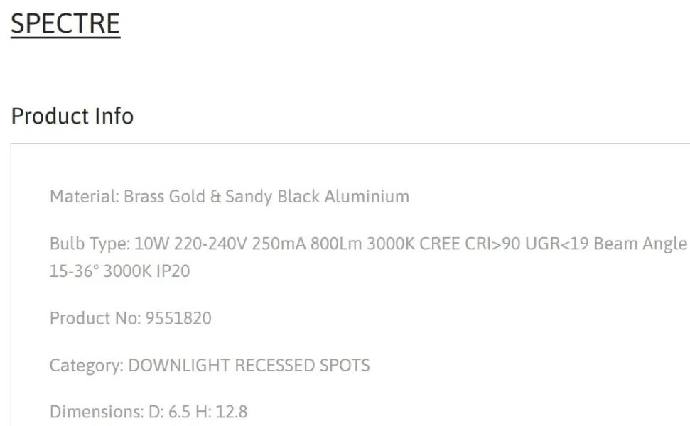 Spot LED aplicat SPECTRE 10W negru/alama