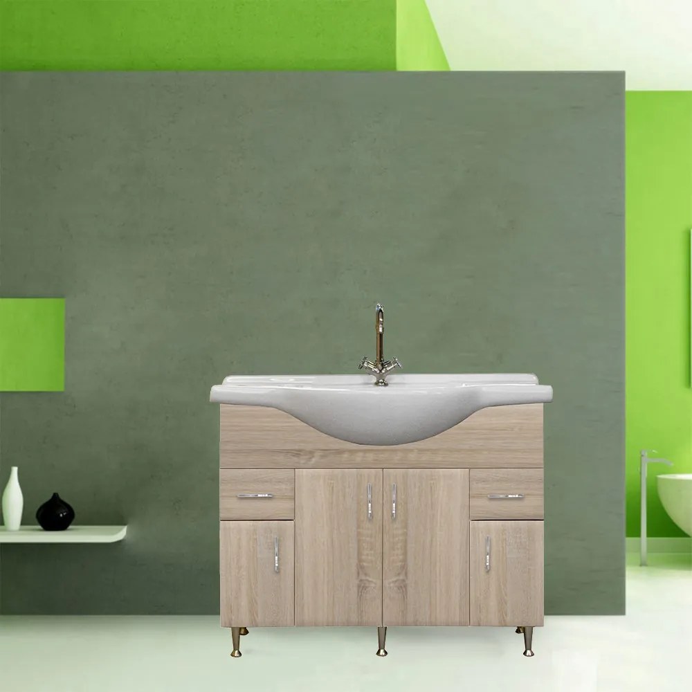 Dulap inferior Bianca Plus 105 cu lavoar, culoare stejar sonoma