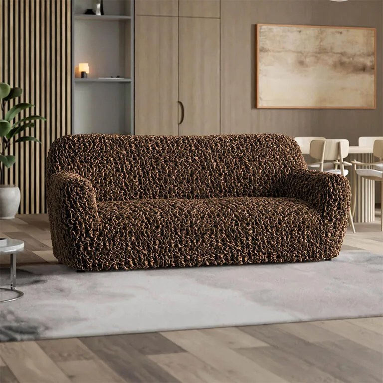 Huse bielastice VELVET maro fotoliu triplu (l. 170 - 220 cm)