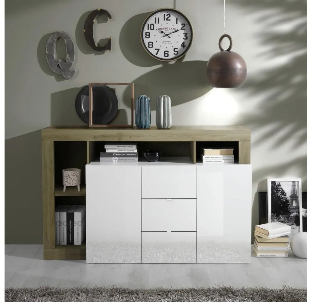 Comodă LENOR alb/maro