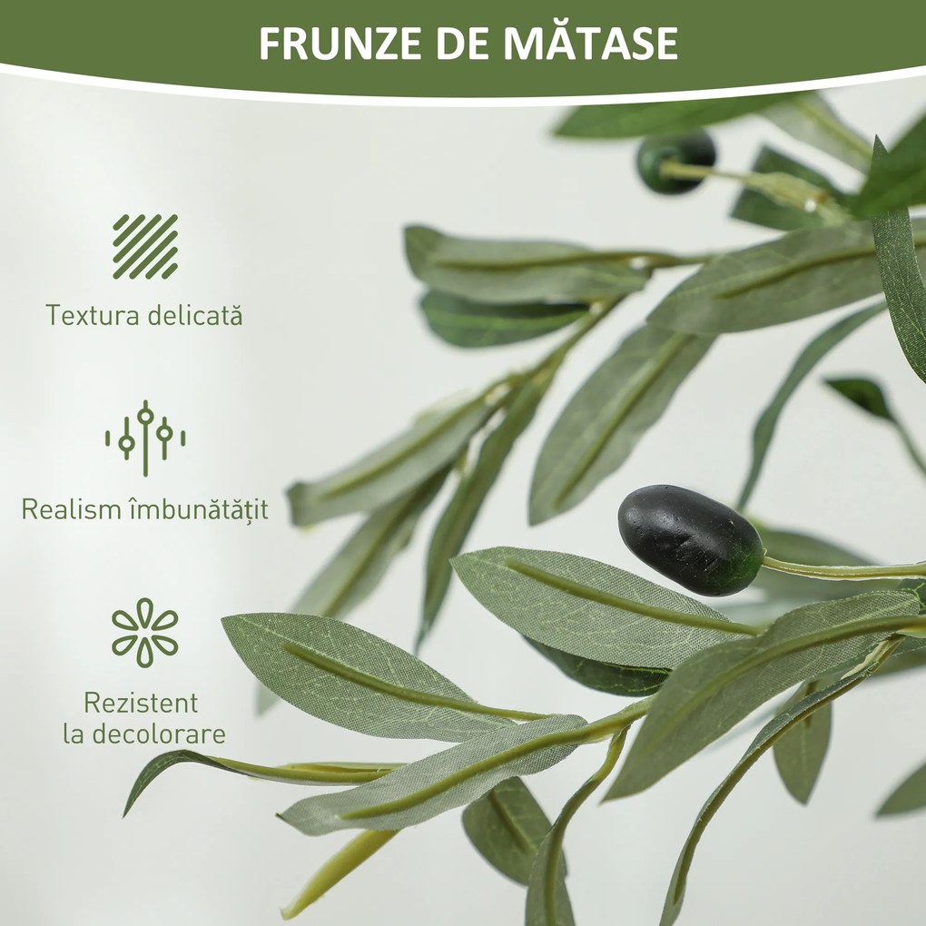 HOMCOM Plantă Artificială Măslin 150 cm cu 720 Frunze, 32 Măsline și Ghiveci | Aosom Romania