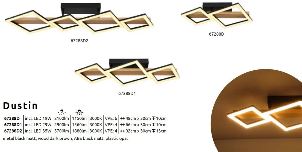 Plafoniera LED design indistrial Dustin negru 48x30cm