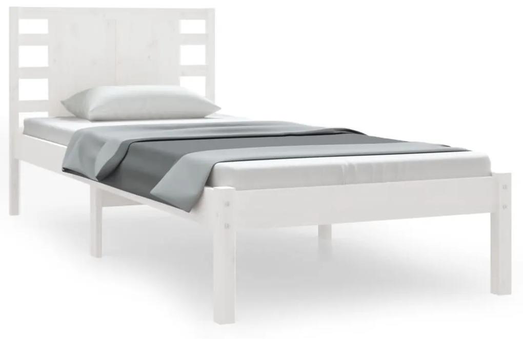 3104204 vidaXL Cadru de pat, alb, 90x200 cm, lemn masiv de pin