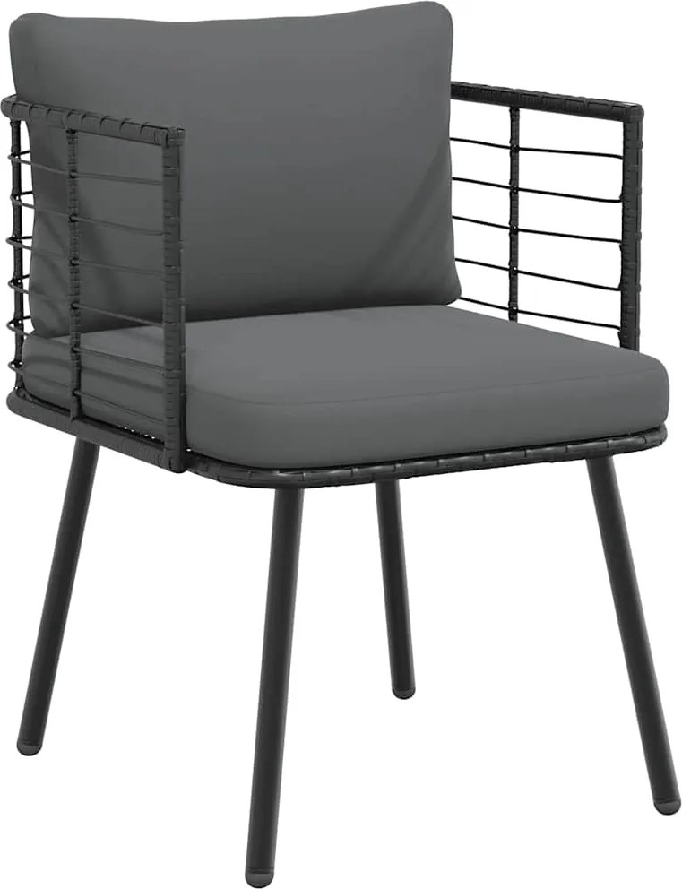 vidaXL Scaun de grădină cu perne, negru, poliratan