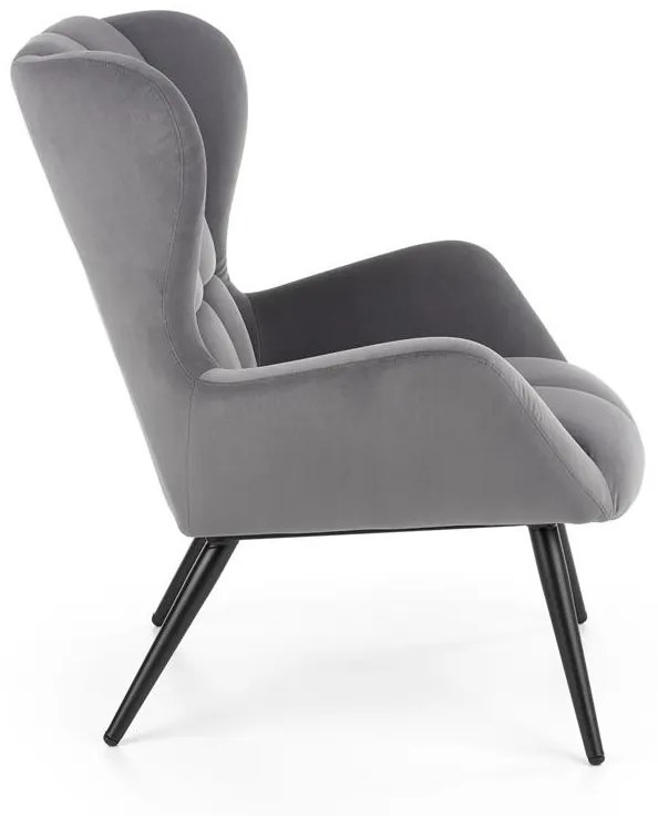 Fotoliu Tyrion velvet gri H91 cm