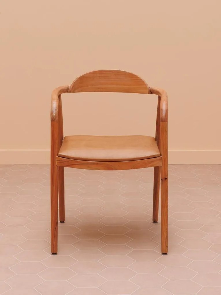 Scaun dining maro din piele naturala si lemn masiv de salcam, Khezia