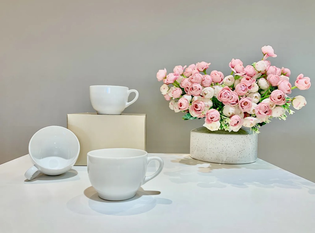 Set 2 Cani Casablanca, glazura alba lucioasa, 350ml