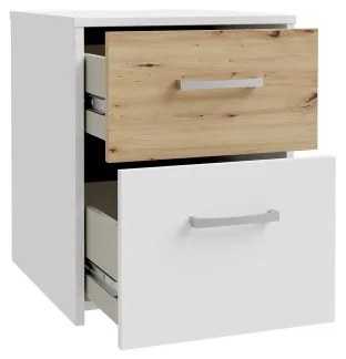 Noptieră URO, stejar artisan/alb