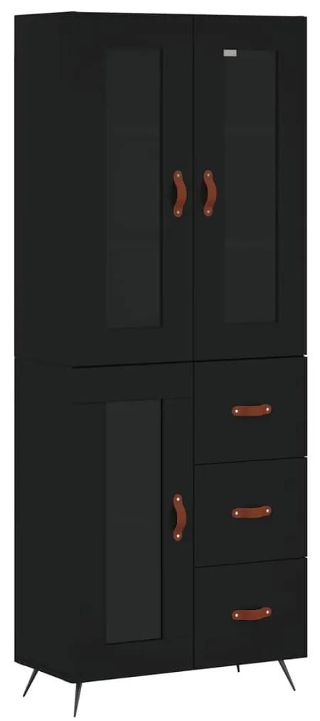 3198570 vidaXL Dulap înalt, negru, 69,5x34x180 cm, lemn compozit