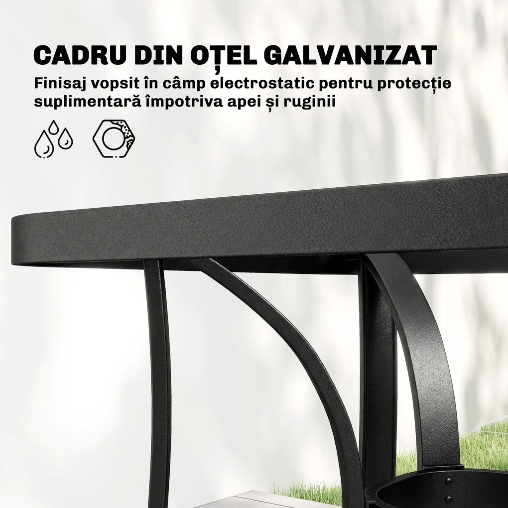 Outsunny Set de Prânz Grădină cu Orificiu pentru Umbrelă, Masă, Scaune pentru 4, Gri Deschis | Aosom Romania