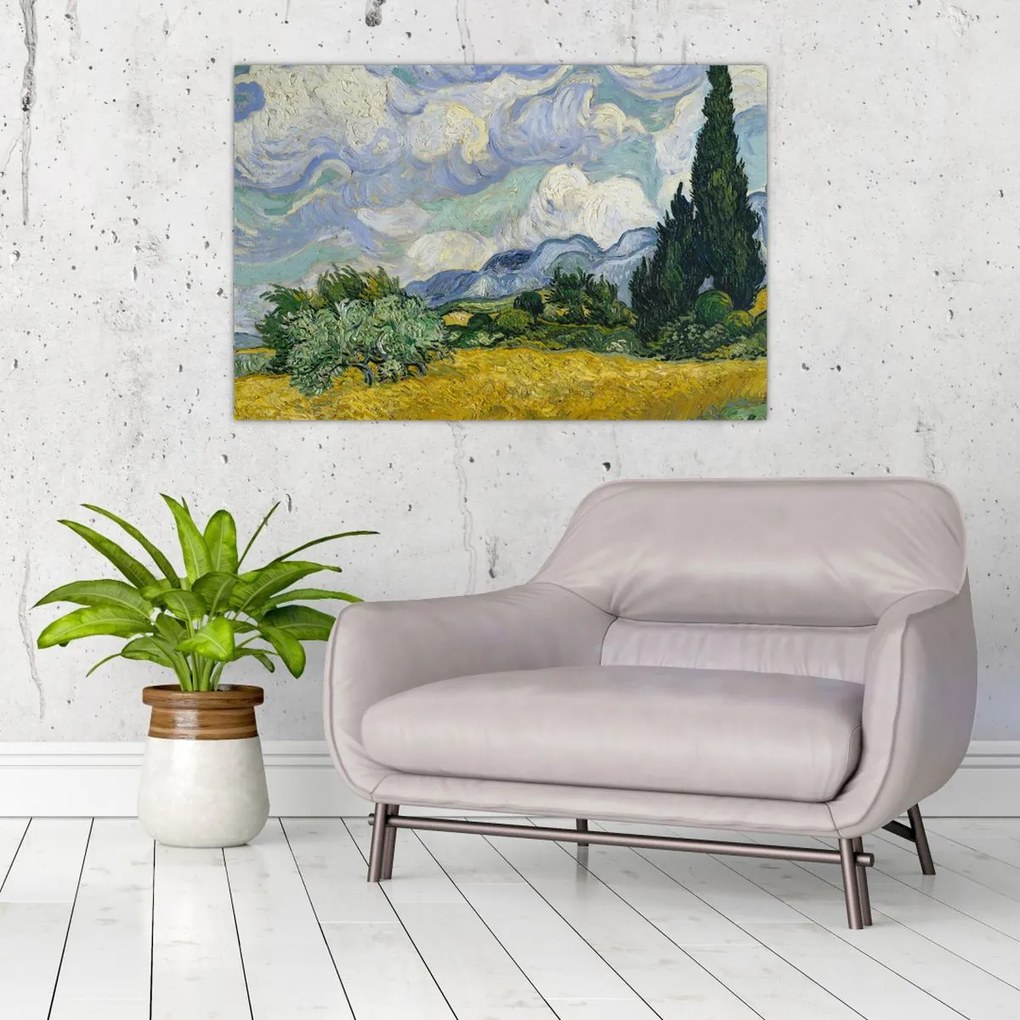 Tablou - Vincent van Gogh, Wheat Field with Cypresses, reproducere (90x60 cm)