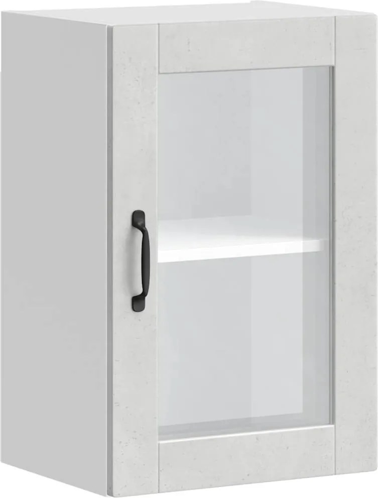 vidaXL Dulap de bucătărie cu ușă din sticlă „Porto” gri beton