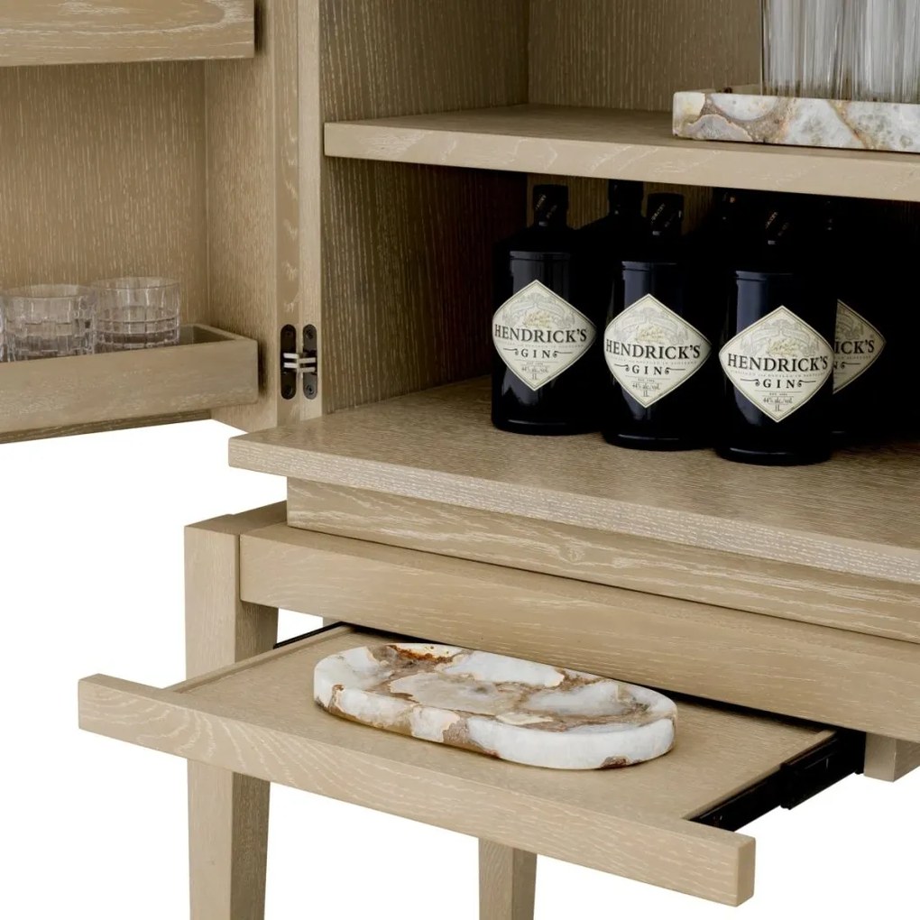 Dulap de Bar Design LUX, Lemn, Rattan, Borchard stejar albit