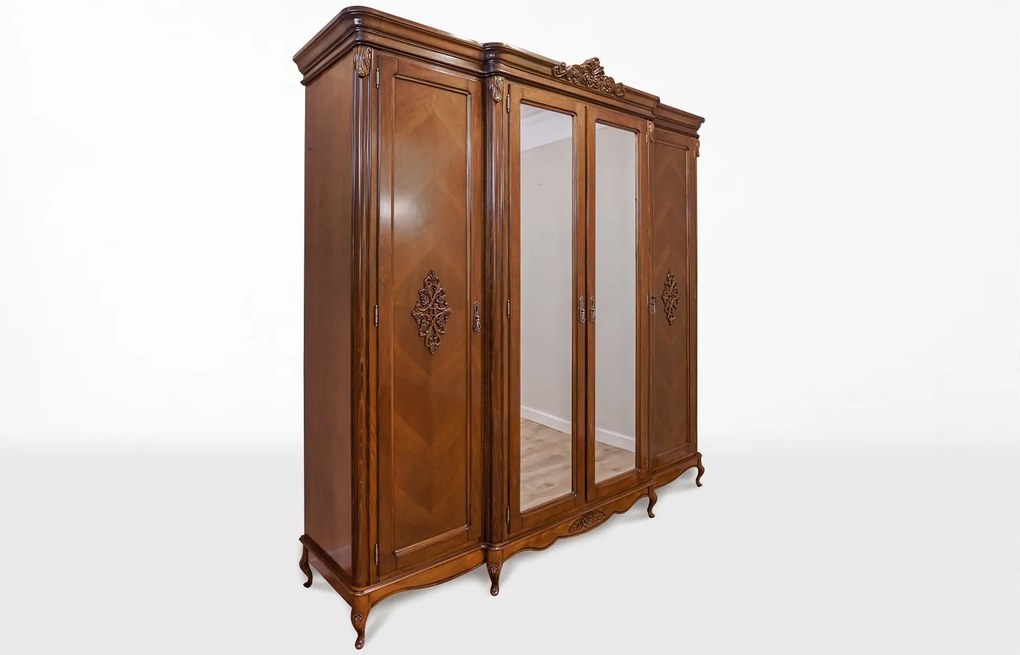 Dulap lemn masiv 4 usi Isabel, 235 × 68 × 237 cm