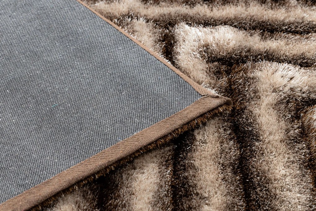 Covor FLIM 010-B7 modern shaggy, labirint - structural maro