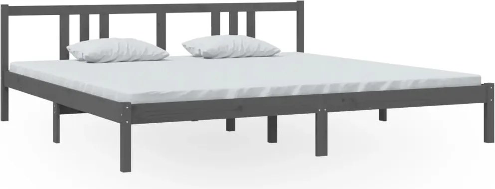 vidaXL Cadru de pat, gri, 200x200 cm, lemn masiv de pin