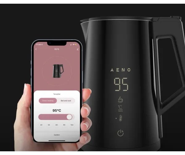 AENO - Fierbător inteligent 1,7 l, 2200W, LED, negru